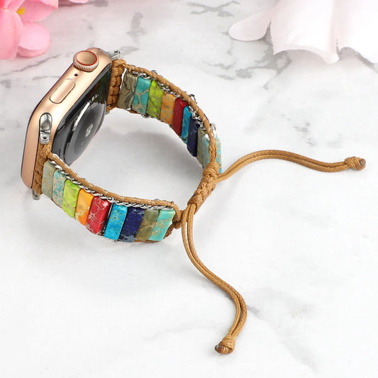 Bohemian Natural Stone Braided Bracelet for Apple Watch Band iWatch Series Ultra2/10/9/8/7/6/5/4/SE