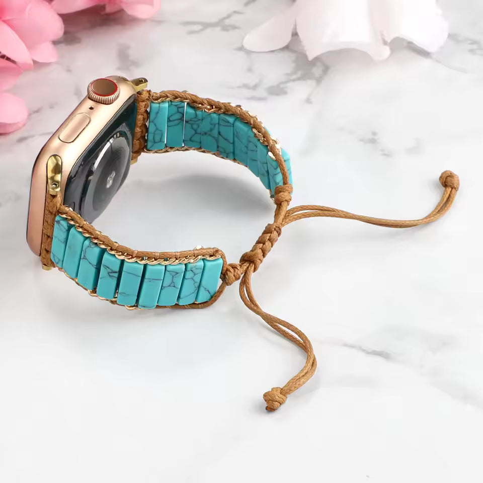 Bohemian Natural Stone Braided Bracelet for Apple Watch Band iWatch Series Ultra2/10/9/8/7/6/5/4/SE