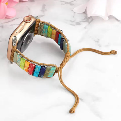 Bohemian Natural Stone Braided Bracelet for Apple Watch Band iWatch Series Ultra2/10/9/8/7/6/5/4/SE
