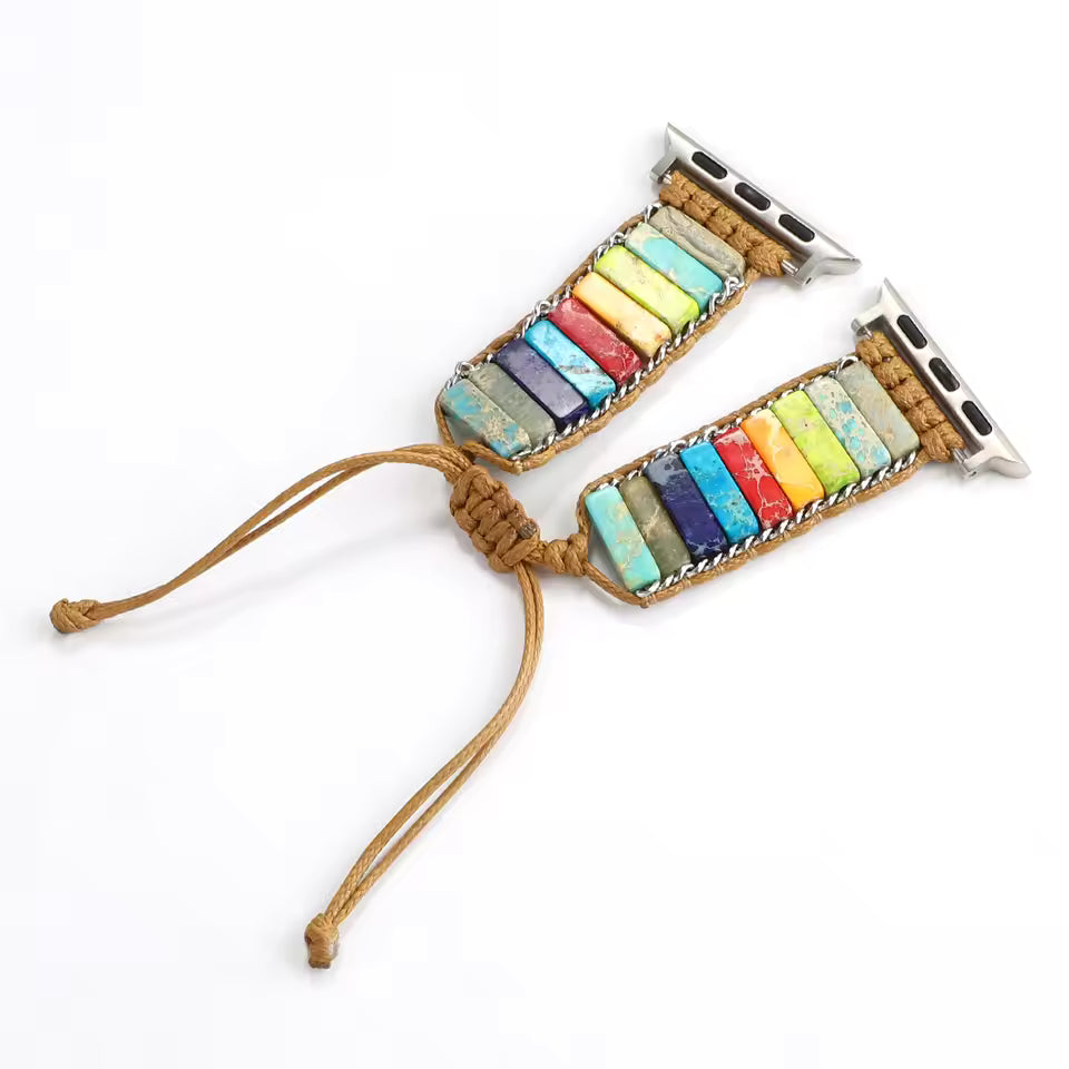 Bohemian Natural Stone Braided Bracelet for Apple Watch Band iWatch Series Ultra2/10/9/8/7/6/5/4/SE