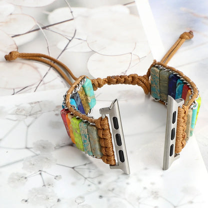 Bohemian Natural Stone Braided Bracelet for Apple Watch Band iWatch Series Ultra2/10/9/8/7/6/5/4/SE