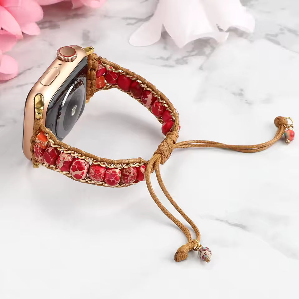 Bohemian Natural Stone Braided Bracelet for Apple Watch Band iWatch Series Ultra2/10/9/8/7/6/5/4/SE