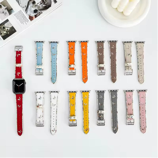 Butterfly Style Leather Strap for Apple Watch Band iWatch Series Ultra/11/10/9/8/7/6/5/4/3/SE