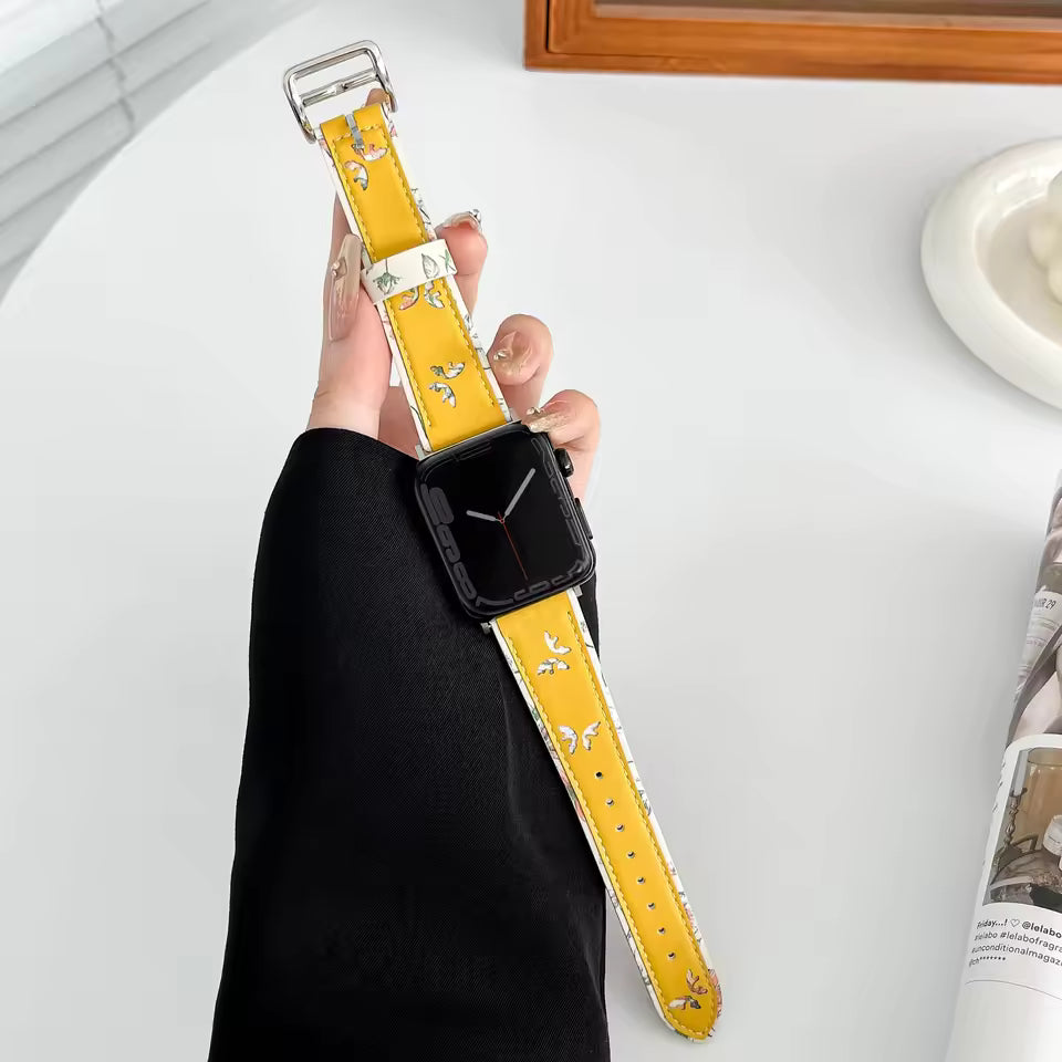 Butterfly Style Leather Strap for Apple Watch Band iWatch Series Ultra/11/10/9/8/7/6/5/4/3/SE