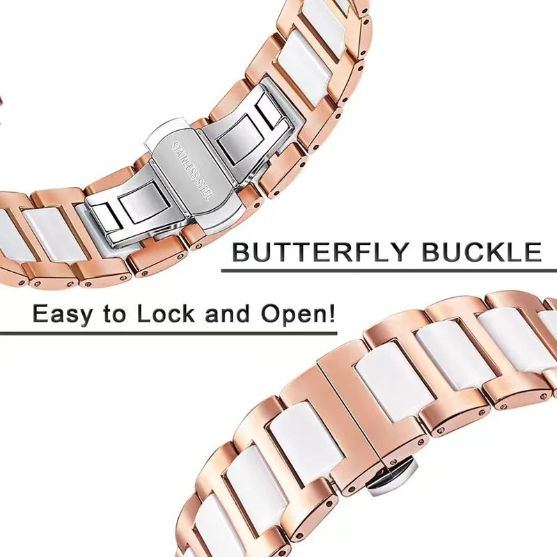 Ceramic Metal Strap for Apple Watch iWatch Series Ultra/3/2/11/10/9/8/7/6/5/4/SE