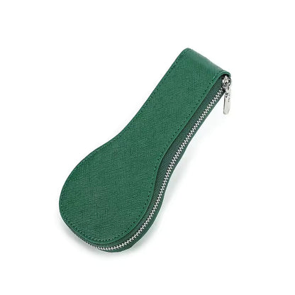 Genuine Saffiano Leather Single Slot Watch Case with Zipper - Portable Travel Watch Organizer