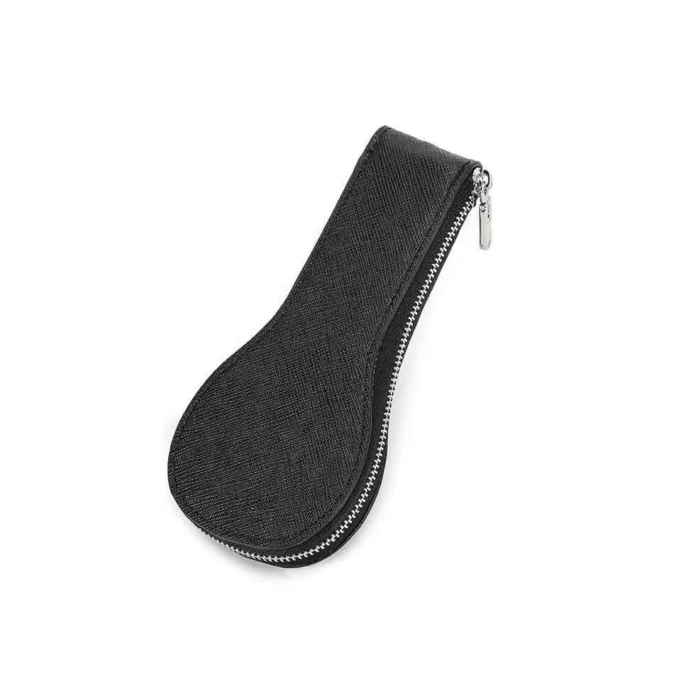 Genuine Saffiano Leather Single Slot Watch Case with Zipper - Portable Travel Watch Organizer