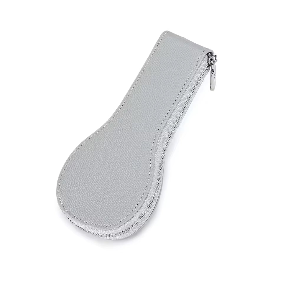 Genuine Saffiano Leather Single Slot Watch Case with Zipper - Portable Travel Watch Organizer