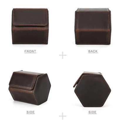 Cowhide Leather Single Slot Watch Roll Case - Travel Portable Watch Case