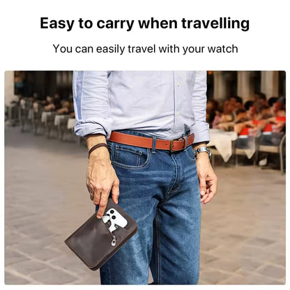 Crazy Horse Genuine Leather 8-Slot Zipper Watch Case - Travel Portable Watch Storage