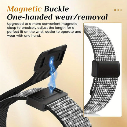 Diamond Bling Nylon Magnetic Bracelet for Apple Watch Ultra3 Band 46mm 45mm 42mm 40mm Series 11/10/9/8/7/6/5/4/3/SE