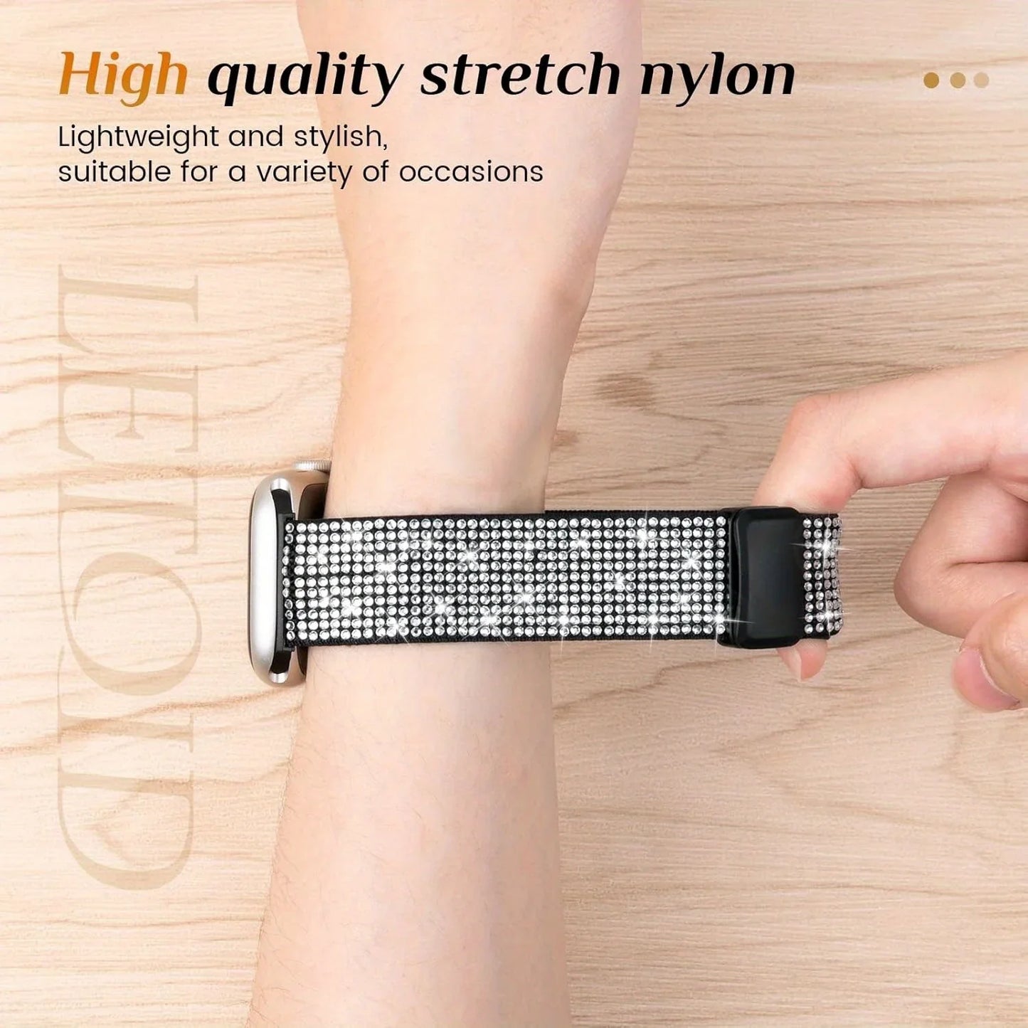 Diamond Bling Nylon Magnetic Bracelet for Apple Watch Ultra3 Band 46mm 45mm 42mm 40mm Series 11/10/9/8/7/6/5/4/3/SE
