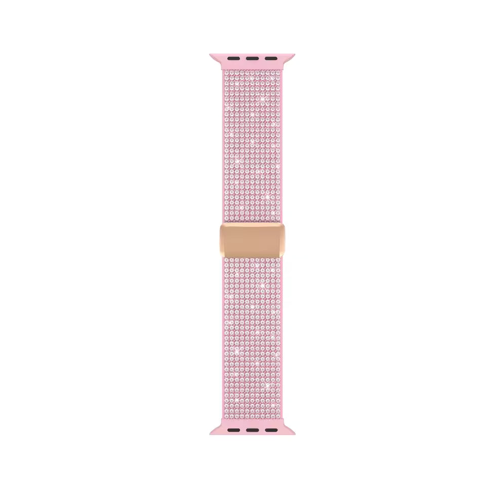 Diamond Bling Nylon Magnetic Bracelet for Apple Watch Ultra3 Band 46mm 45mm 42mm 40mm Series 11/10/9/8/7/6/5/4/3/SE