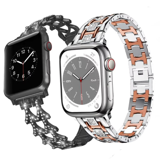 Diamond Metal Bracelet for Apple Watch Ultra2 Band 49mm 45mm 40mm 44mm 46mm 42mm Series 9/8/7/6/5/4/3/10/SE