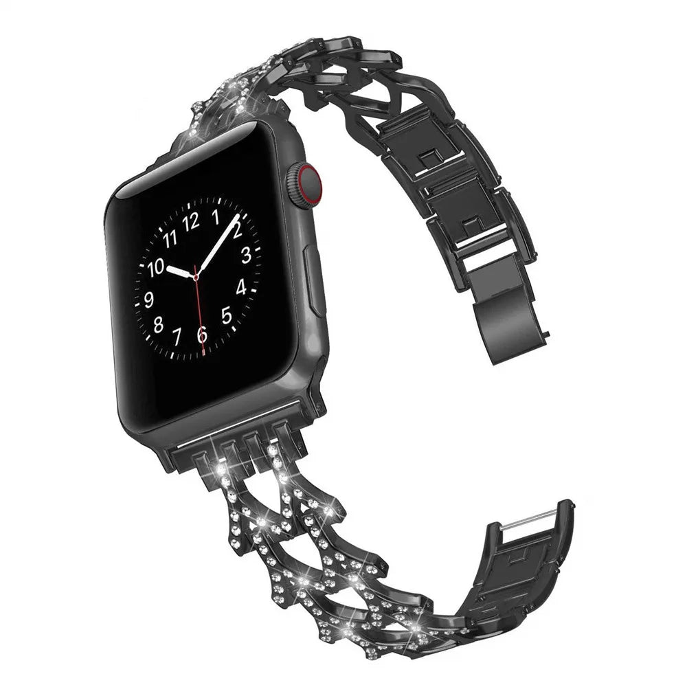 Diamond Metal Bracelet for Apple Watch Ultra2 Band 49mm 45mm 40mm 44mm 46mm 42mm Series 9/8/7/6/5/4/3/10/SE