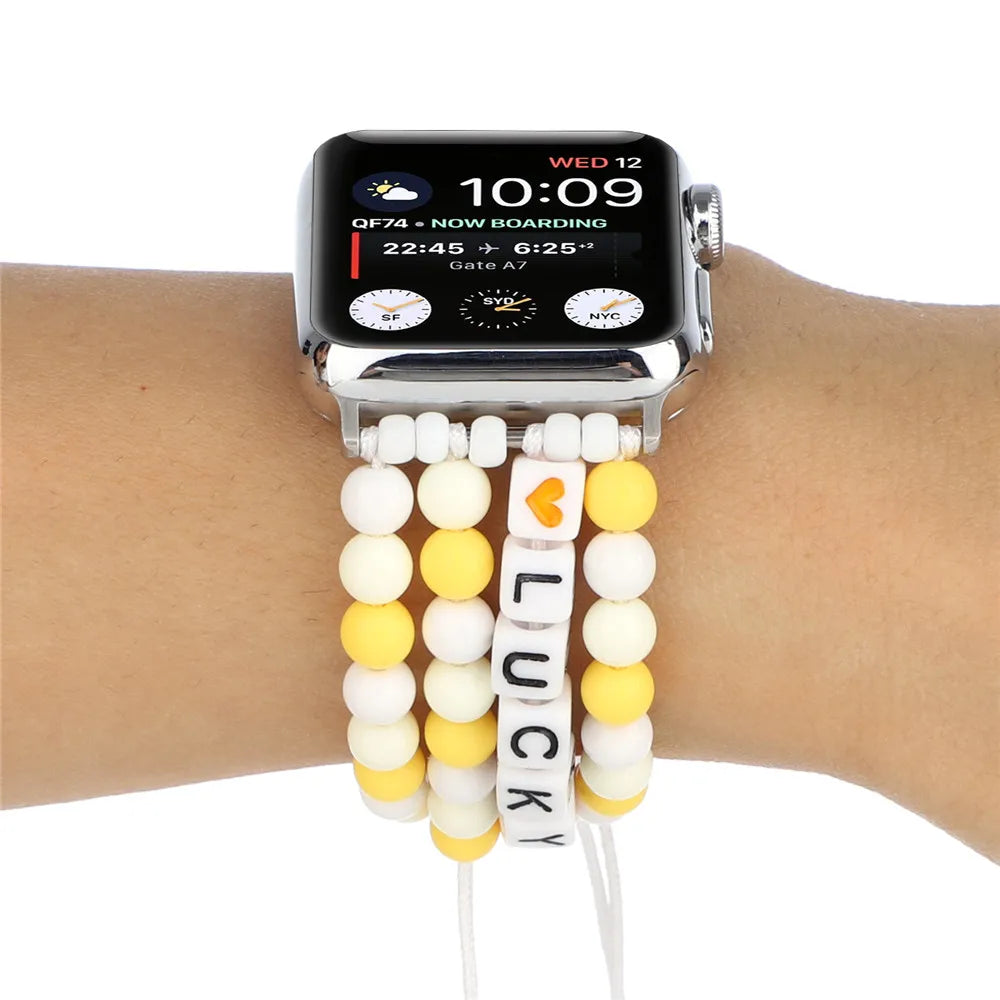 DIY Beads Braided Bracelet for Apple Watch Band iWatch Series Ultra2/10/9/8/7/6/5/4/SE