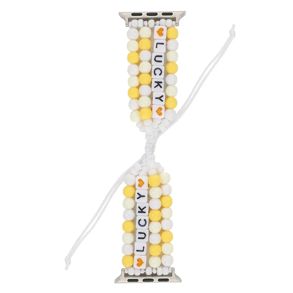 DIY Beads Braided Bracelet for Apple Watch Band iWatch Series Ultra2/10/9/8/7/6/5/4/SE
