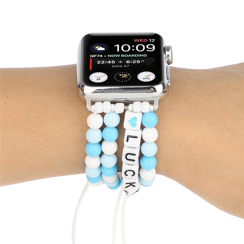 DIY Beads Braided Bracelet for Apple Watch Band iWatch Series Ultra2/10/9/8/7/6/5/4/SE