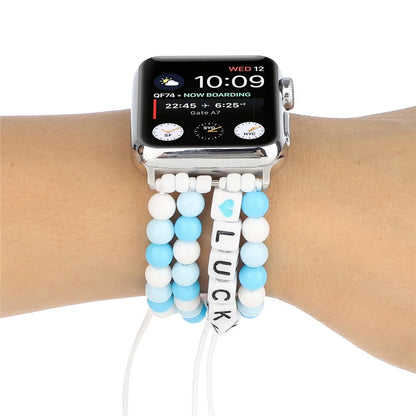 DIY Beads Braided Bracelet for Apple Watch Band iWatch Series Ultra2/10/9/8/7/6/5/4/SE