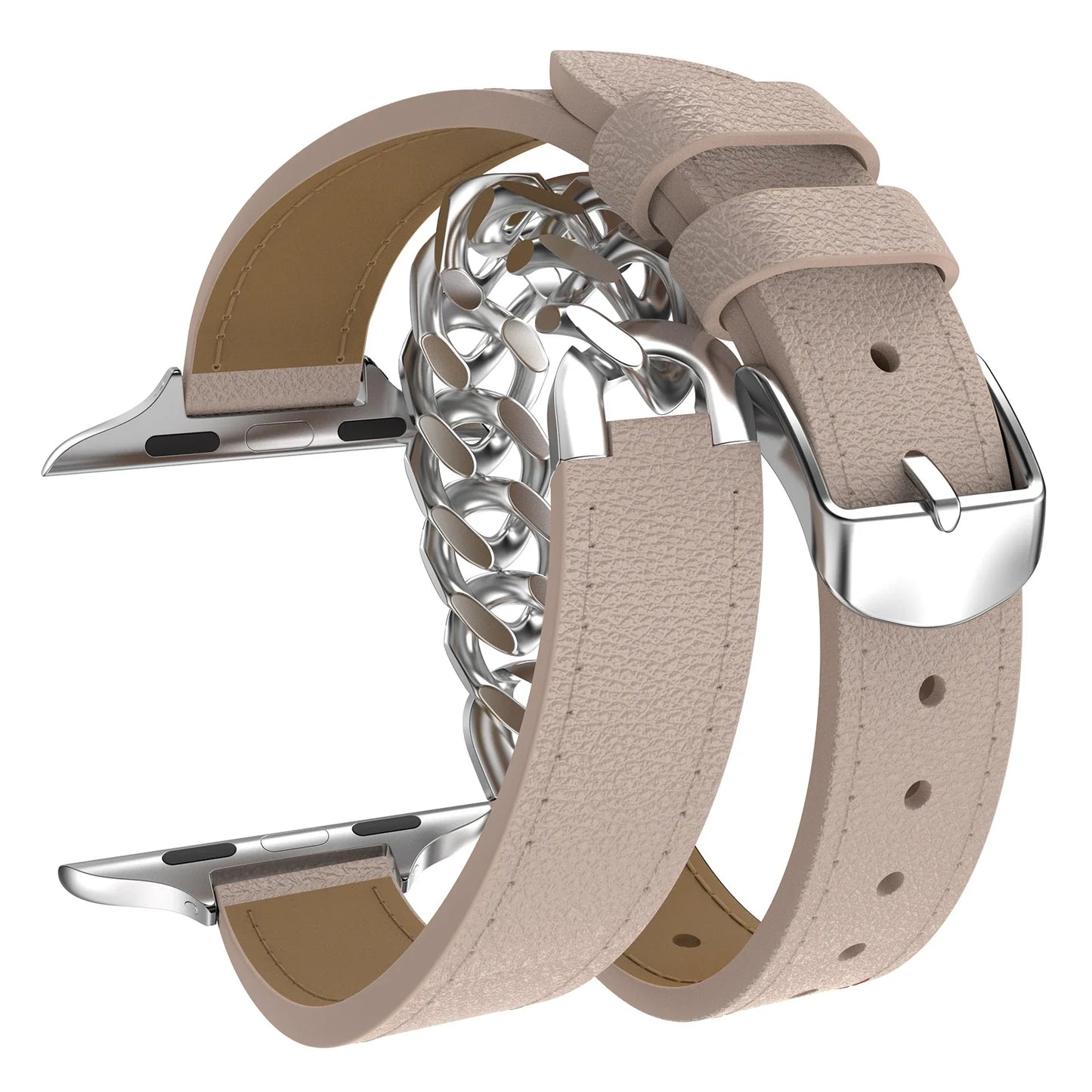 Double Loop Leather Strap for Apple Watch Band iWatch Series Ultra2/10/9/8/7/6/5/4/SE