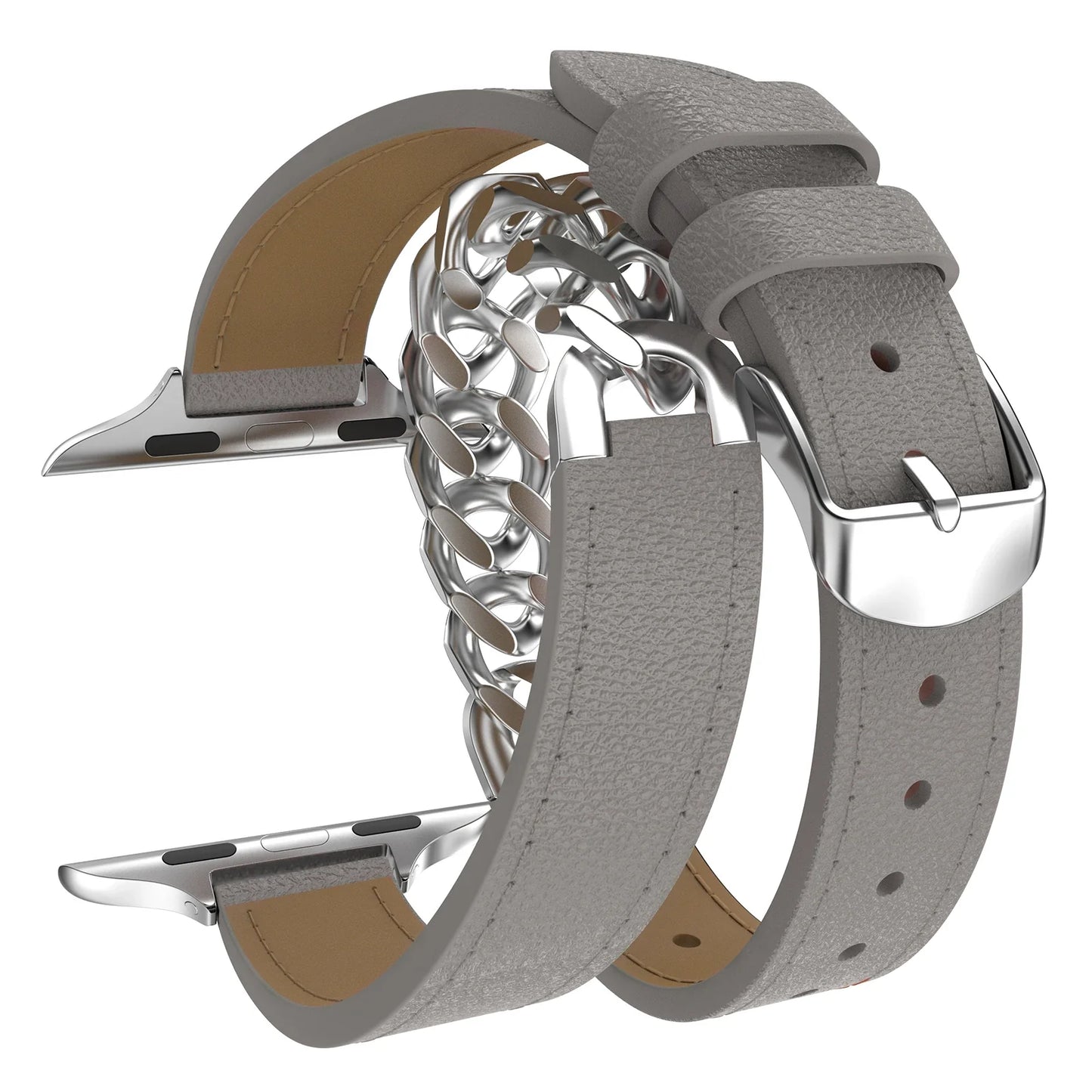 Double Loop Leather Strap for Apple Watch Band iWatch Series Ultra2/10/9/8/7/6/5/4/SE