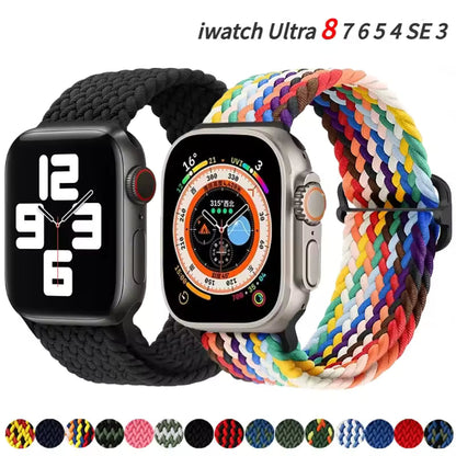 Elastic Braided Nylon Bracelet for Apple Watch Band iWatch Series Ultra/11/10/9/8/7/4/5/6/SE