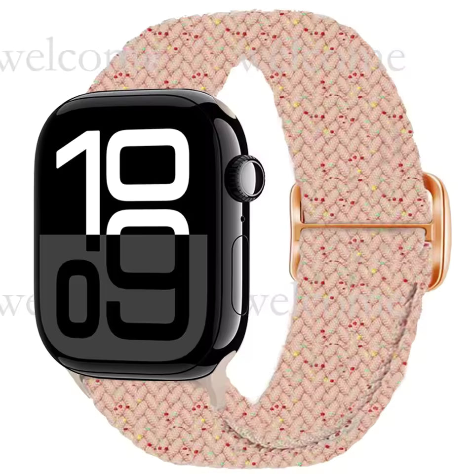 Elastic Braided Nylon Bracelet for Apple Watch Band iWatch Series Ultra/11/10/9/8/7/4/5/6/SE
