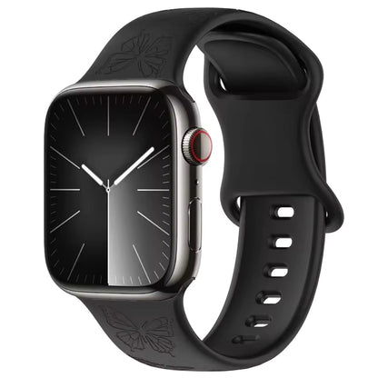 Engraved Pattern Silicone Strap for Apple Watch Band iWatch Series 10/9/8/7/Ultra2/6/5/4/SE2