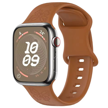 Engraved Pattern Silicone Strap for Apple Watch Band iWatch Series 10/9/8/7/Ultra2/6/5/4/SE2