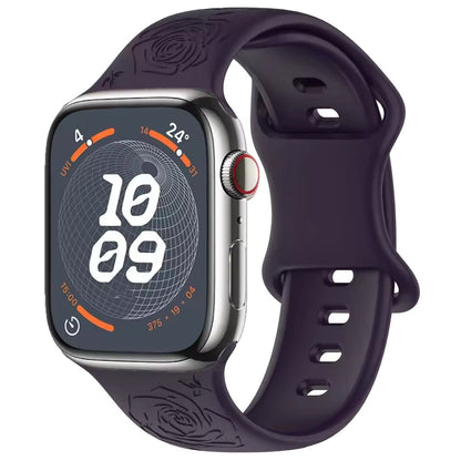 Engraved Pattern Silicone Strap for Apple Watch Band iWatch Series 10/9/8/7/Ultra2/6/5/4/SE2