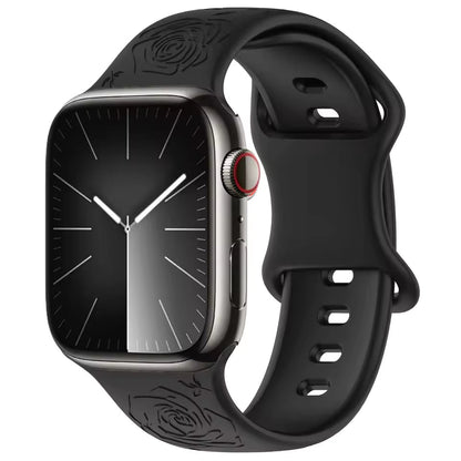 Engraved Pattern Silicone Strap for Apple Watch Band iWatch Series 10/9/8/7/Ultra2/6/5/4/SE2