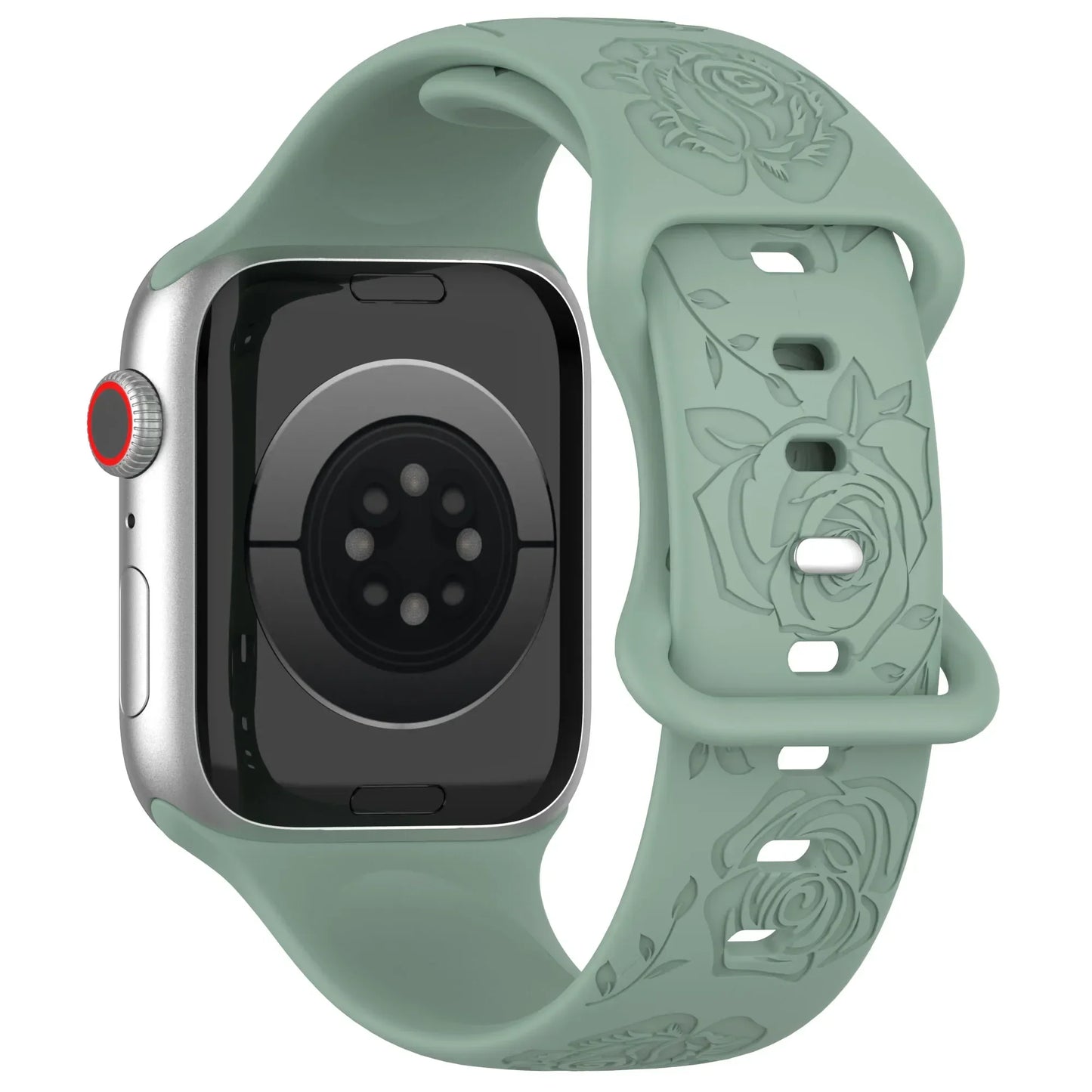 Engraved Pattern Silicone Strap for Apple Watch Band iWatch Series 10/9/8/7/Ultra2/6/5/4/SE2