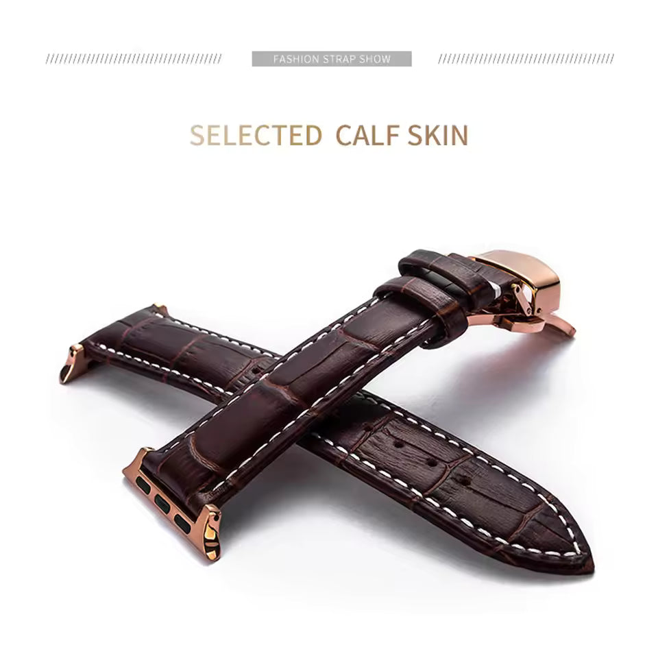 Genuine Crocodile Leather Strap for Apple Watch Band 44mm 40mm 42mm 38mm 45mm 41mm Series 7/SE/6/5/4/3/8