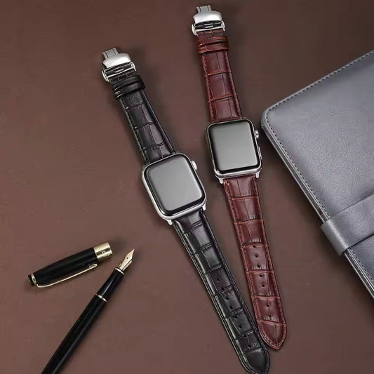 Genuine Crocodile Leather Strap for Apple Watch Band 44mm 40mm 42mm 38mm 45mm 41mm Series 7/SE/6/5/4/3/8