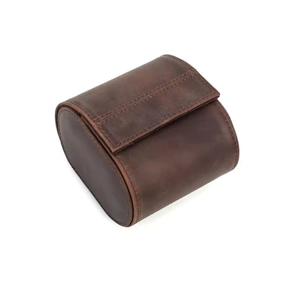 Vintage Genuine Leather Single Slot Watch Roll Case - Travel Watch Storage Organizer