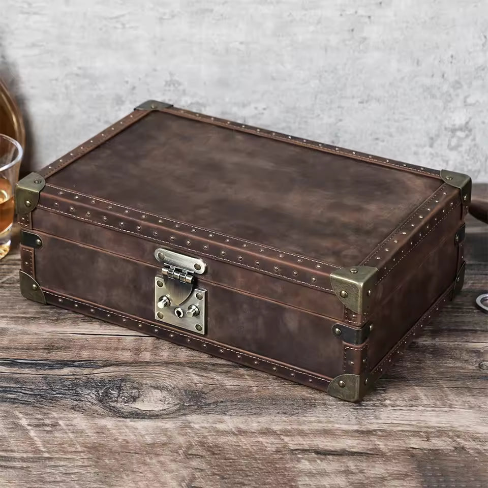 Genuine Leather 8-Slot Watch Box - Large Capacity Removable Cushions Storage Box