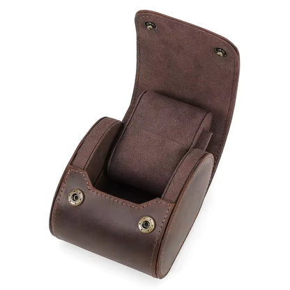 Genuine Leather 1/2/3/4 Slots Watch Roll Case - Travel Portable Watch Case Gift for Men