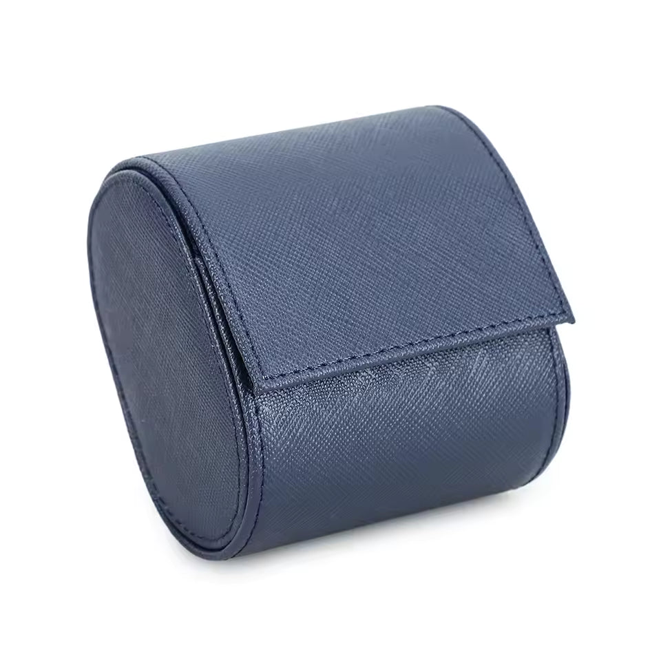 Genuine Saffiano Leather Single Slot Watch Roll Case - Travel Portable Watch Case