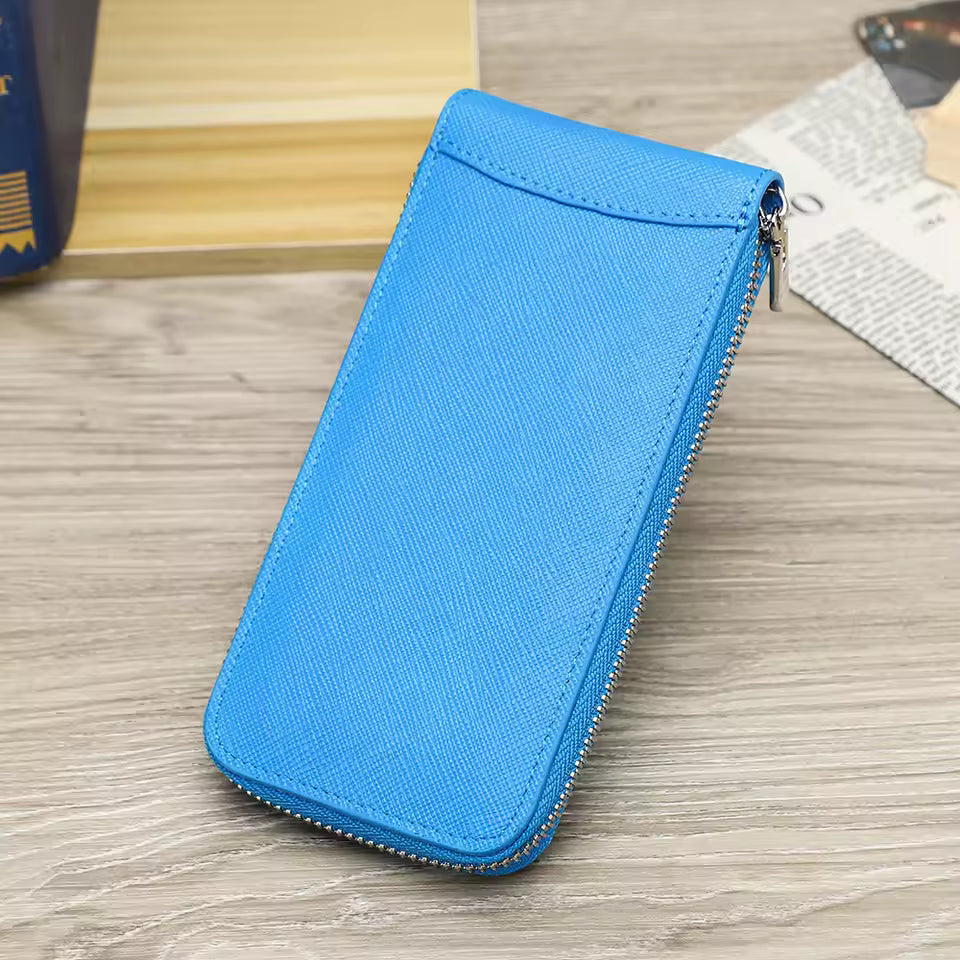 Genuine Saffiano Leather Single Slot Watch Case - Watch Storage Gift for Men & Women