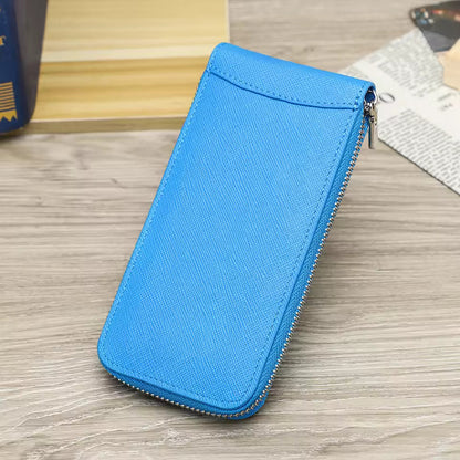 Genuine Saffiano Leather Single Slot Watch Case - Watch Storage Gift for Men & Women