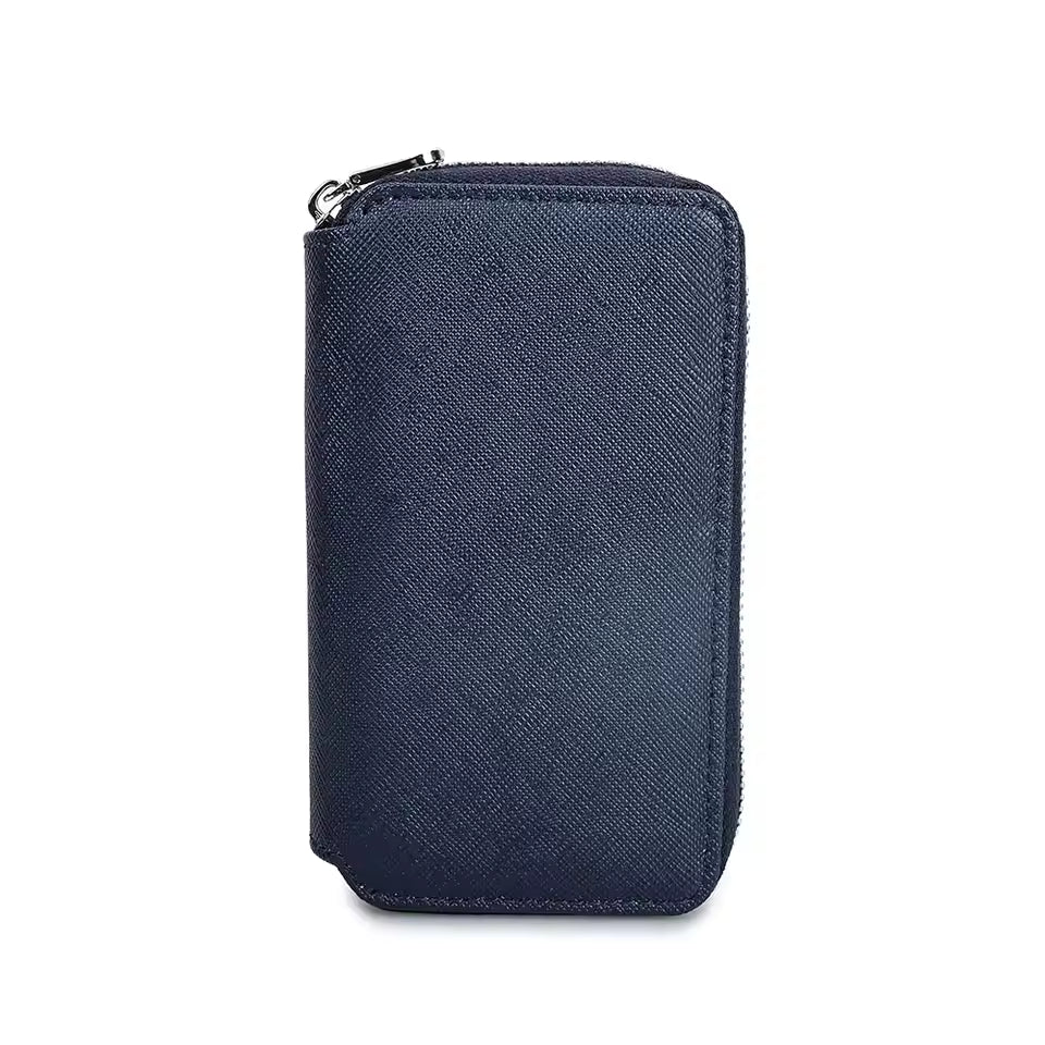 Genuine Saffiano Leather 2-Slot Watch Case - Luxury Travel Watch Organizer for Men & Women