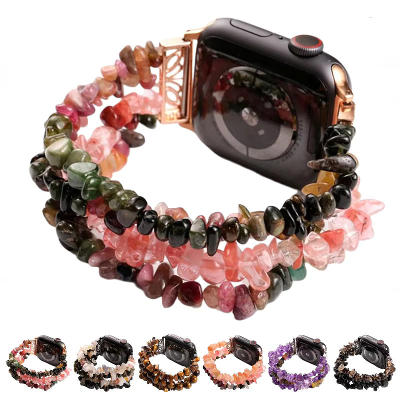 Handmade Rough Stone Crystal Bracelet for Apple Watch Band iWatch Series Ultra2/1/10/9/8/7/6/5/4/SE
