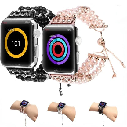 Women's Jewelry Beaded Bracelet for Apple Watch Band iWatch Series Ultra2/10/9/8/7/6/5/4/3/SE