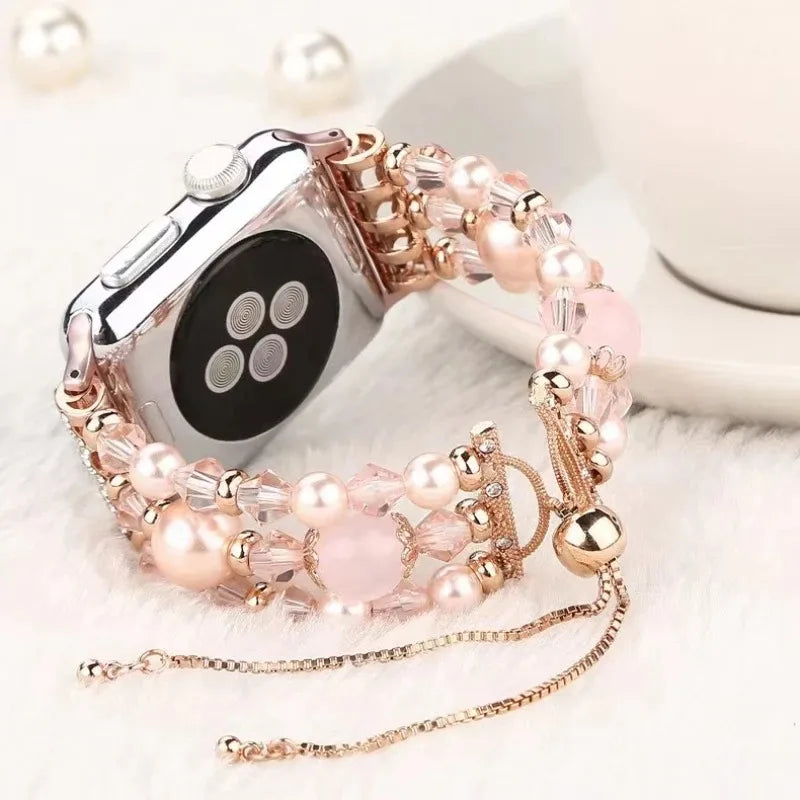 Women's Jewelry Beaded Bracelet for Apple Watch Band iWatch Series Ultra2/10/9/8/7/6/5/4/3/SE