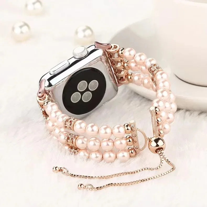 Women's Jewelry Beaded Bracelet for Apple Watch Band iWatch Series Ultra2/10/9/8/7/6/5/4/3/SE