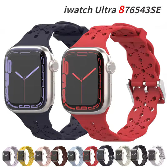 Lace Silicone Bracelet for Apple Watch Band iWatch Series Ultra/10/9/8/7/6/5/4/3/SE