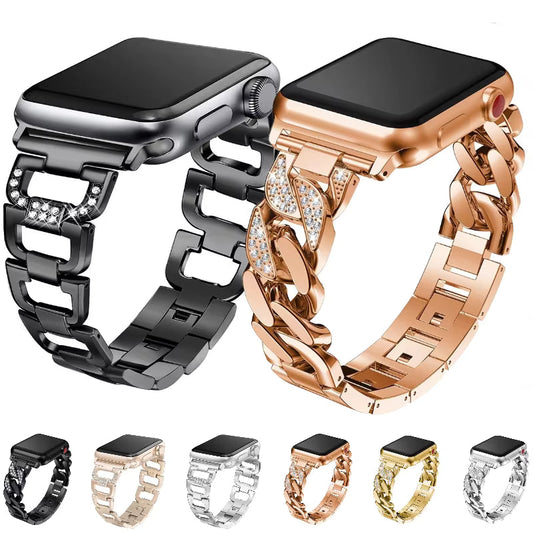 Luxury Diamond Stainless Steel Bracelet for Apple Watch Band iWatch Series Ultra2/10/9/8/7/6/5/4