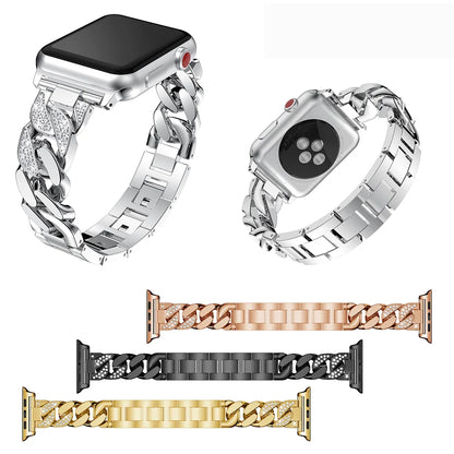 Luxury Diamond Stainless Steel Bracelet for Apple Watch Band iWatch Series Ultra2/10/9/8/7/6/5/4
