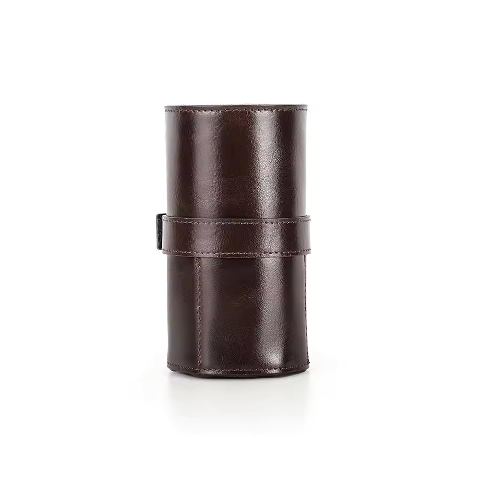 Luxury Genuine Leather 6-Slot Watch Roll Case - Portable Watch Organizer Travel Watch Case