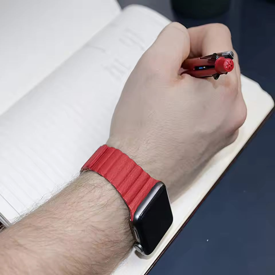 Magnetic Leather Loop Strap for Apple Watch Ultra Band 49mm 44mm 40mm 38mm 42mm 45mm 41mm Series 3/4/5/SE/7/8